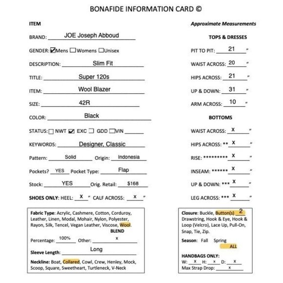 JOE Joseph Abboud Mens Slim Fit Super 120's Wool Blazer Size 42R Black AN EXC - Picture 12 of 12